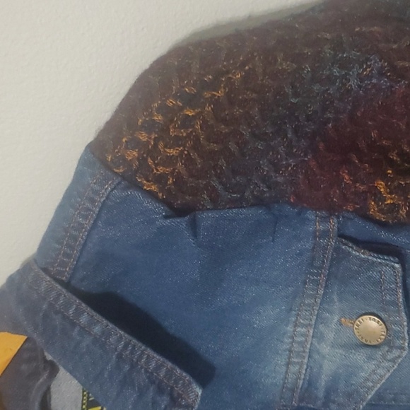 Taxi Jacket Denim Fabric Sleeves Womens Size XL ? X-large ? No Size Tag 20" Ptp - Picture 6 of 16